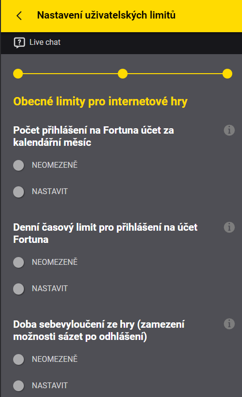dokončit registraci Fortuna