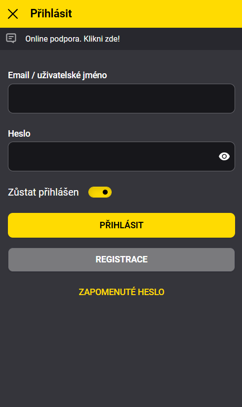 klikněte na registrovat fortuna