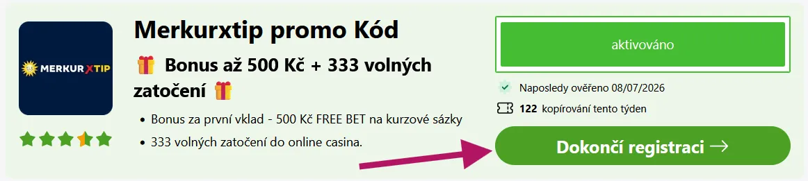 registrační proces na MerkurXtip