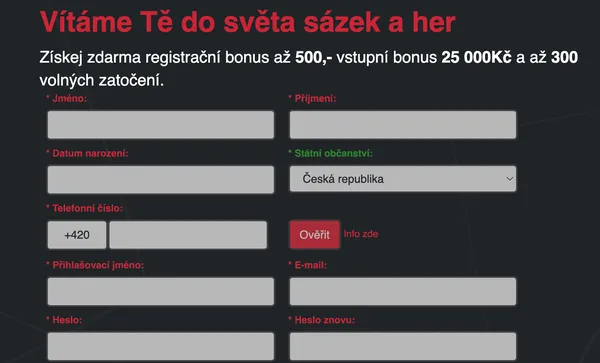Postup Synottip registrace