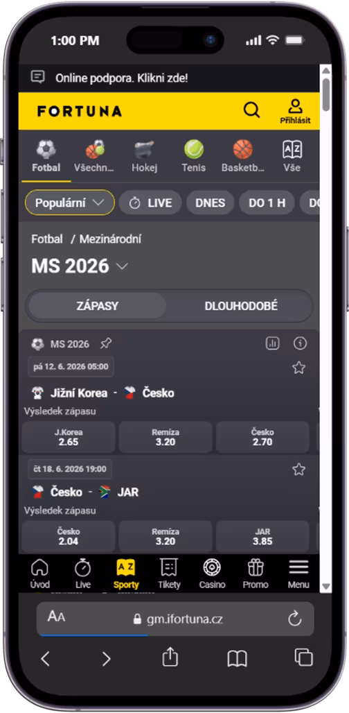 Fortuna nejlepších sázkových kanceláří pro MS 2026