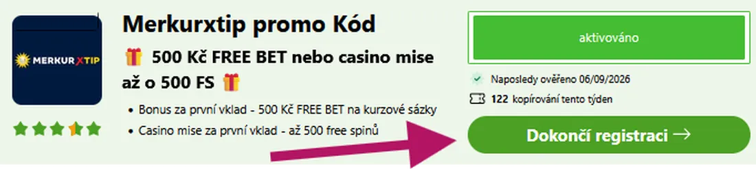registrační proces na MerkurXtip