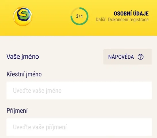 Registrace sazka