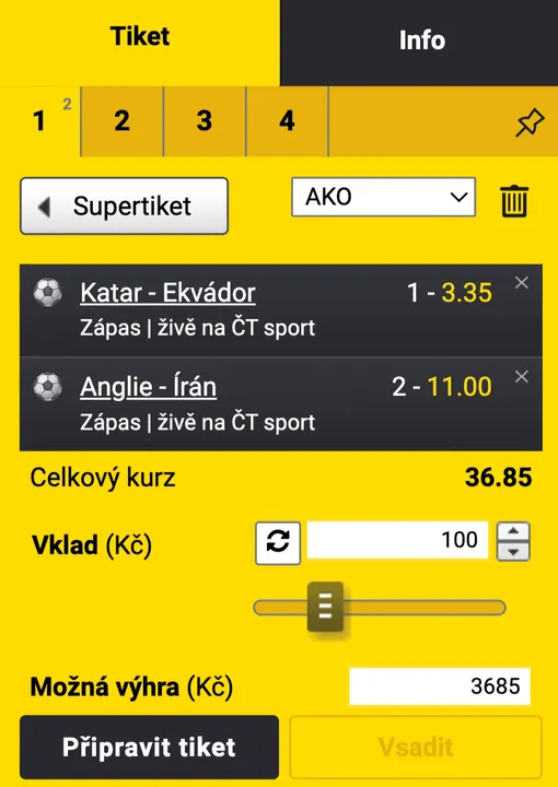 Fortuna kontrola tiketu