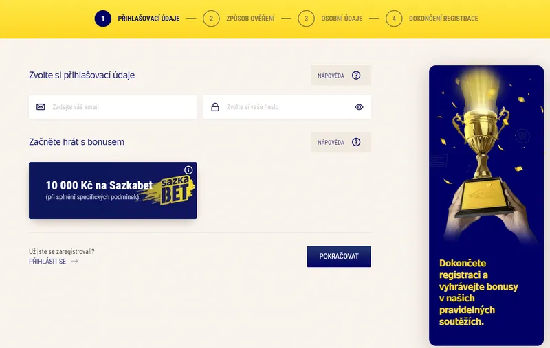 Jak se registrovat u Sazky