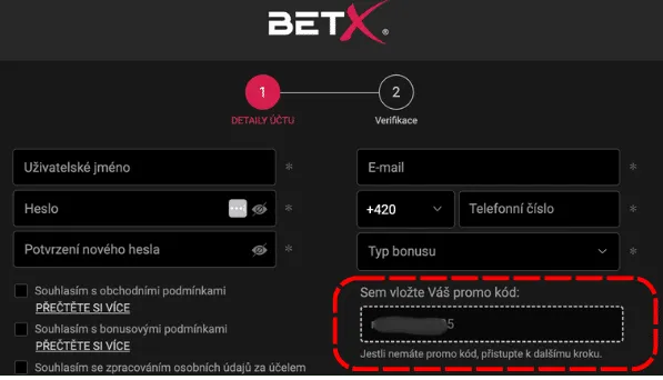 BetX promo kód