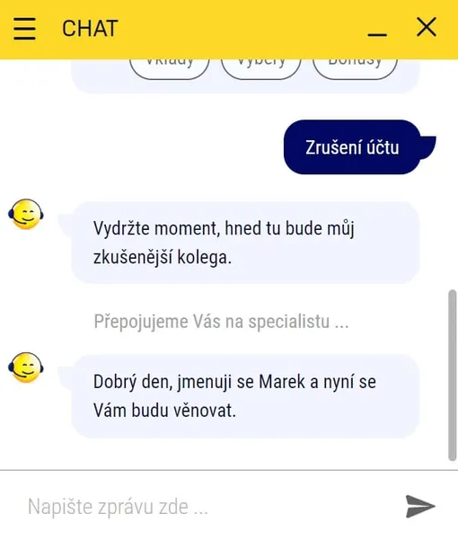 Zrušení účtu SazkaBet