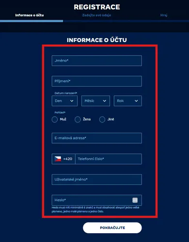 MerkurXtip vyplňte základní osobní údaje