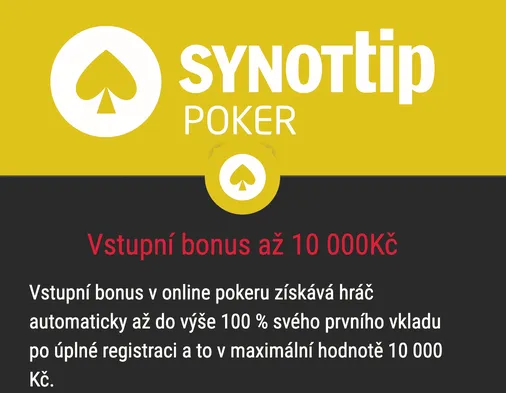 Synottip bonus pro online poker 10 000 Kč