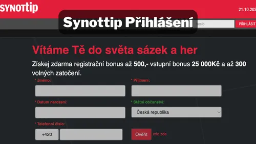 Synottip registrace – návod krok za krokem + bonus až 25 000 Kč