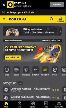 hlavní stránku Fortuna