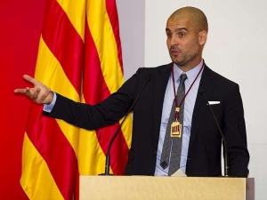 Guardiola demonstroval v Berlíně za nezávislost Katalánska