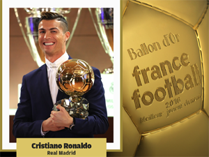 Zlatý míč za rok 2016 získává Cristiano Ronaldo