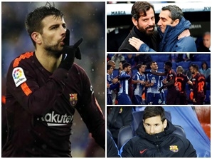 Piqué provokoval tribuny paroháčem, Valverde překonal Guardiolu, Umtiti se škorpil v tunelu ke kabinám. To nej z derby Espanyol – FC Barcelona