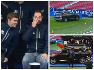 Hráči Atlética dostali nová auta. Záložník Thomas při jejich přebírání předvedl řidičskou show, na silnici byste ho potkat nechtěli