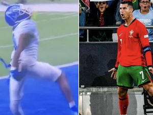 Video: Hráč amerického fotbalu slavil jako Cristiano Ronaldo, ale při dopadu si ošklivě poranil koleno