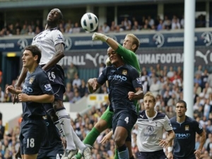 Joe Hart předvedl skvělé zákroky proti velkému množství střel Tottenhamu a vychytal Citizens bod